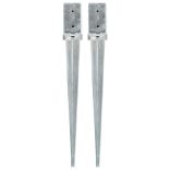 2 db ezüstszínű horganyzott acél kerítéstüske 8 x 8 x 76 cm