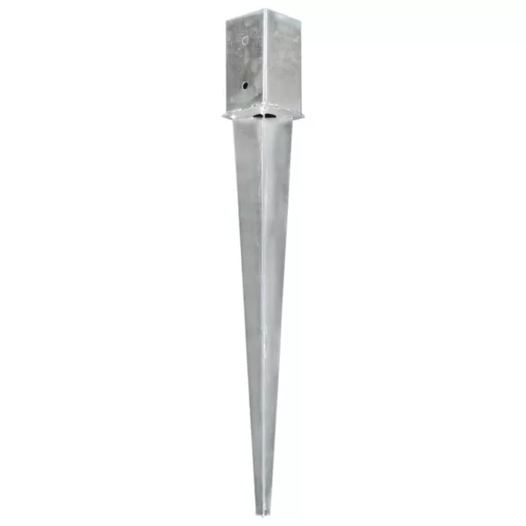 2 db ezüstszínű horganyzott acél kerítéstüske 8 x 8 x 76 cm