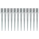 12 db ezüstszínű horganyzott acél kerítéstüske 8 x 8 x 76 cm