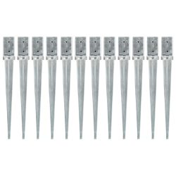   12 db ezüstszínű horganyzott acél kerítéstüske 8 x 8 x 76 cm