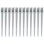 12 db ezüstszínű horganyzott acél kerítéstüske 8 x 8 x 91 cm