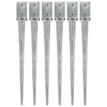 6 db ezüstszínű horganyzott acél kerítéstüske 9 x 9 x 90 cm