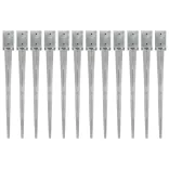 12 db ezüstszínű horganyzott acél kerítéstüske 9 x 9 x 90 cm