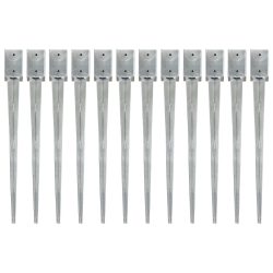   12 db ezüstszínű horganyzott acél kerítéstüske 9 x 9 x 90 cm