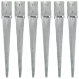 6 db ezüstszínű horganyzott acél kerítéstüske 10 x 10 x 76 cm