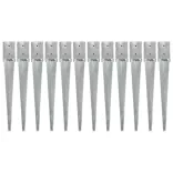 12 db ezüstszínű horganyzott acél kerítéstüske 10 x 10 x 76 cm