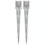 2 db ezüstszínű horganyzott acél kerítéstüske 12 x 12 x 89 cm