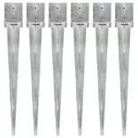 6 db ezüstszínű horganyzott acél kerítéstüske 12 x 12 x 89 cm