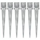 6 db ezüstszínű horganyzott acél kerítéstüske 14 x 14 x 91 cm