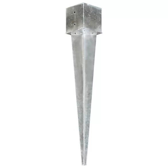 6 db ezüstszínű horganyzott acél kerítéstüske 14 x 14 x 91 cm