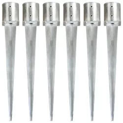   6 db ezüstszínű horganyzott acél kerítéstüske 12 x 91 cm