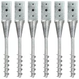 6 db ezüstszínű horganyzott acél kerítéstüske 7 x 7 x 56 cm