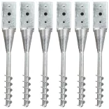 6 db ezüstszínű horganyzott acél kerítéstüske 10 x 10 x 57 cm