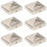 6 db gúla alakú rozsdamentes acél kerítésoszlop-sapka 71x71 mm