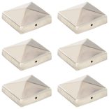 6 db gúla alakú rozsdamentes acél kerítésoszlop-sapka 81x81 mm