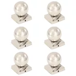 6 db gömb alakú rozsdamentes acél kerítésoszlop-sapka 91x91 mm