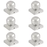 6 db gömb alakú horganyzott fém kerítésoszlop-sapka 91 x 91 mm