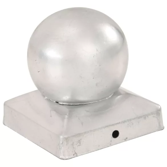 6 db gömb alakú horganyzott fém kerítésoszlop-sapka 91 x 91 mm