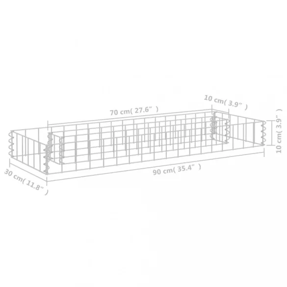horganyzott acél gabion magaságyás 90 x 30 x 10 cm