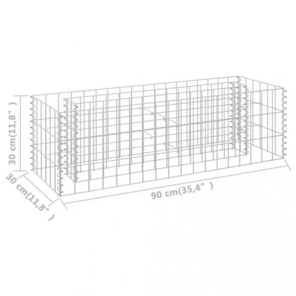 horganyzott acél gabion magaságyás 90 x 30 x 30 cm