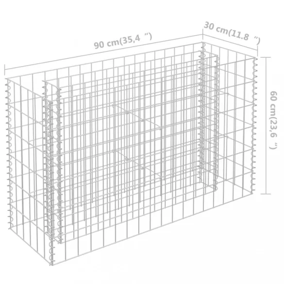 horganyzott acél gabion magaságyás 90 x 30 x 60 cm