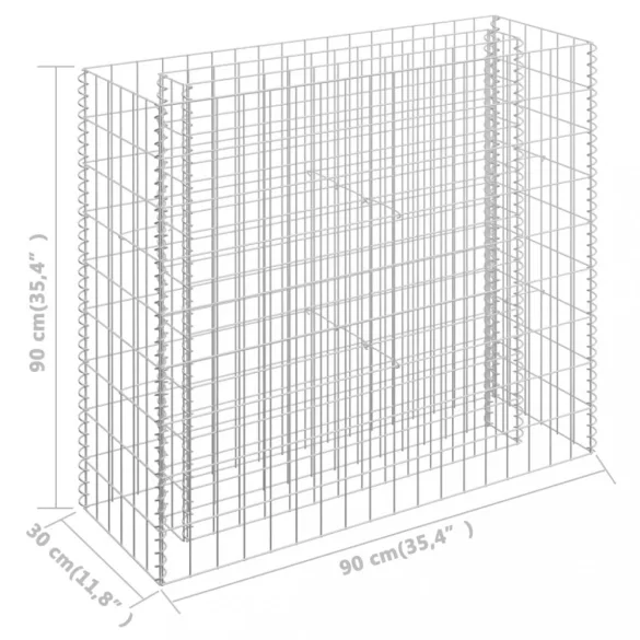 horganyzott acél gabion magaságyás 90 x 30 x 90 cm