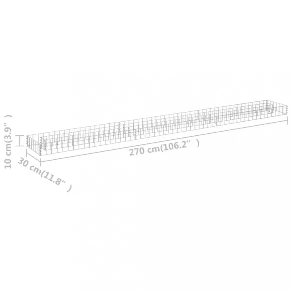 horganyzott acél gabion magaságyás 270 x 30 x 10 cm