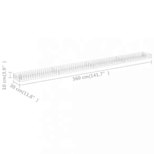 horganyzott acél gabion magaságyás 360 x 30 x 10 cm