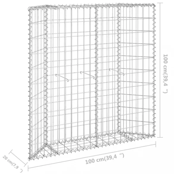 trapéz alakú horganyzott acél gabion magaságyás 100x20x100 cm
