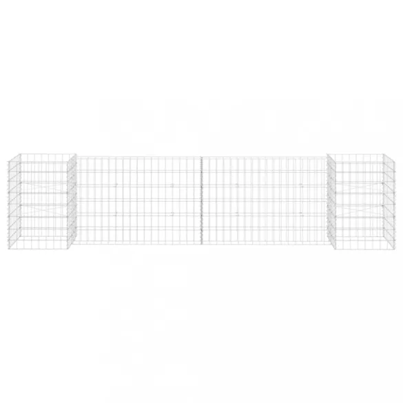 H alakú acéldrót virágtartó gabion 260 x 40 x 60 cm