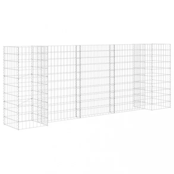 H alakú acéldrót virágtartó gabion 260 x 40 x 100 cm