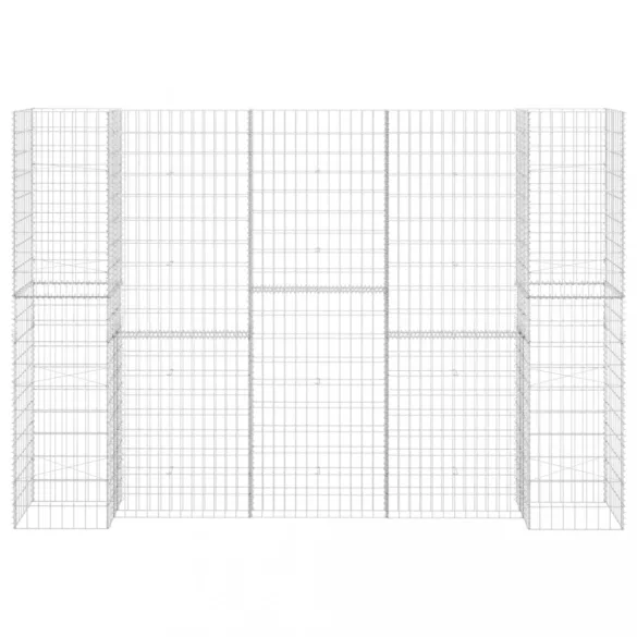 H alakú acéldrót virágtartó gabion 260 x 40 x 180 cm