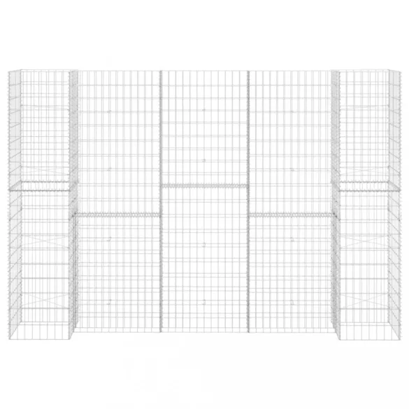 H alakú acéldrót virágtartó gabion 260 x 40 x 200 cm