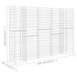H alakú acéldrót virágtartó gabion 260 x 40 x 200 cm