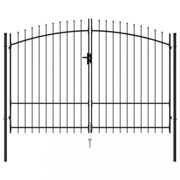 Woerden kerítéskapu kétszárnyú tüskés tetejű ajtóval 299,5 x 224,5 cm