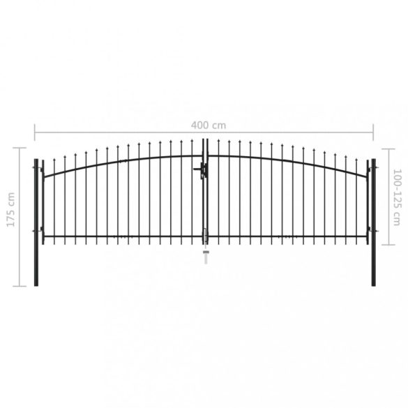 kétszárnyú kerítéskapu Woerden lándzsás tetejű 400 x 174,5 cm