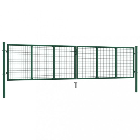 zöld acél hálós kerti kapu 400 x 100 cm