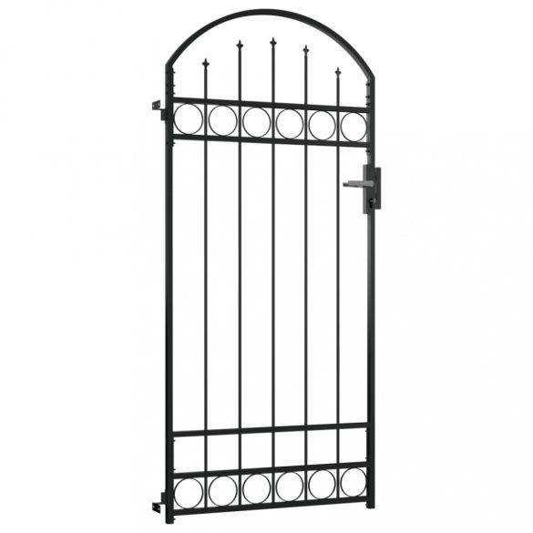 fekete acél kerítéskapu ASSEN íves tetejű 89 x 200 cm