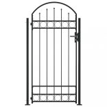 fekete kerítéskapu ASSEN íves tetejű és 2 oszloppal 105 x 170 cm