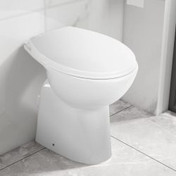   fehér kerámia perem nélküli WC 7 cm extra magasság Soft Close