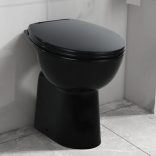 fekete kerámia perem nélküli WC 7 cm extra magasság Soft Close