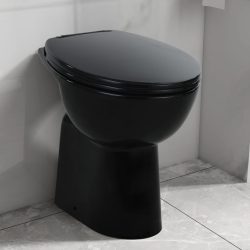   fekete kerámia perem nélküli WC 7 cm extra magasság Soft Close