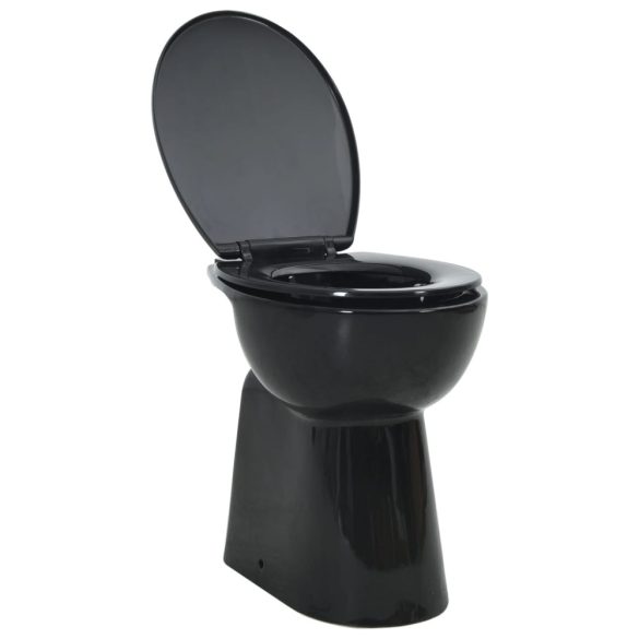 fekete kerámia perem nélküli WC 7 cm extra magasság Soft Close