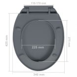szürke ovális gyorsan szerelhető lassan csukódó fedelű WC-ülőke