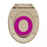 bézs ovális gyorsan szerelhető WC-ülőke lassan csukódó fedéllel