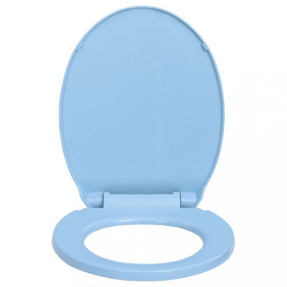 kék ovális WC-ülőke lassan csukódó fedéllel