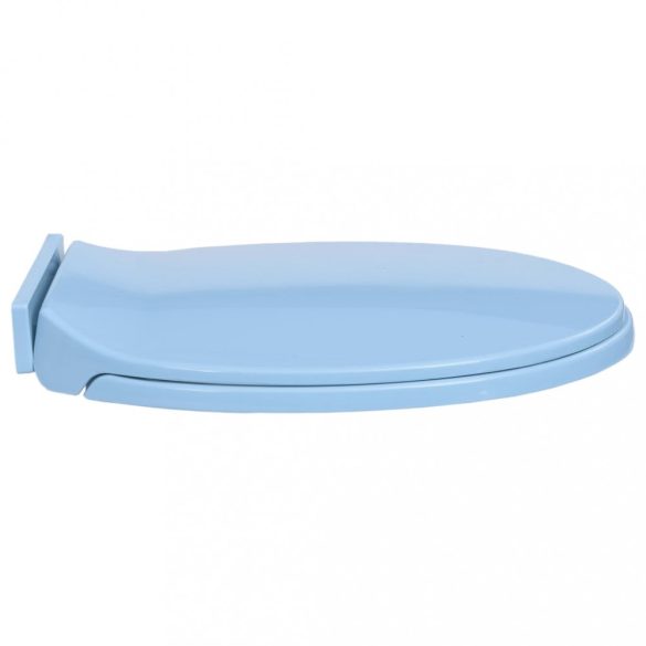 kék ovális WC-ülőke lassan csukódó fedéllel