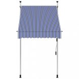 kék-fehér csíkos kézzel feltekerhető napellenző 100 cm