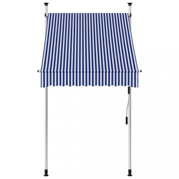 kék-fehér csíkos kézzel feltekerhető napellenző 100 cm