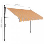 sárga és kék kézzel kihúzható LED-es napellenző 250 cm